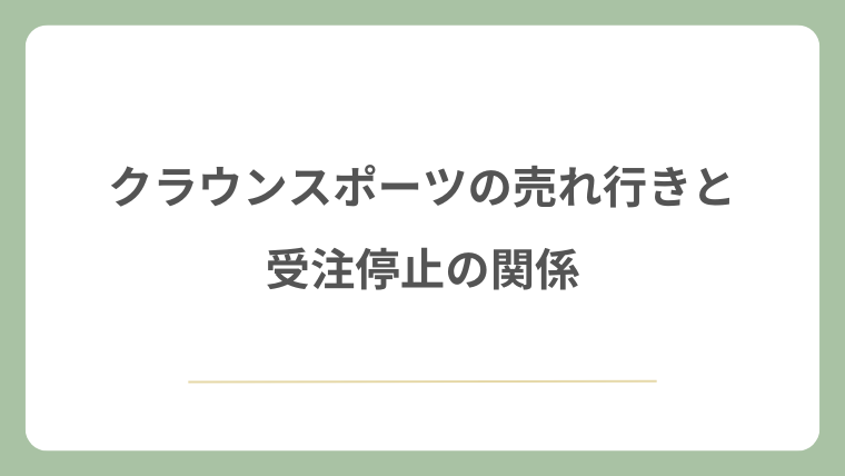 クラウンスポーツの売れ行きと受注停止の関係