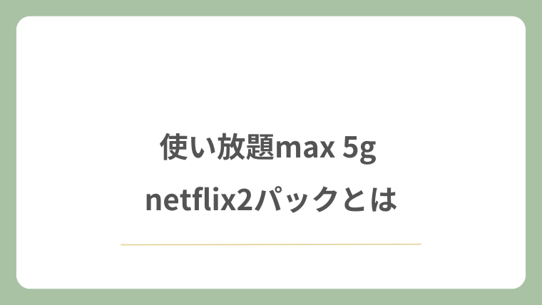 使い放題max 5g netflix2パックとは
