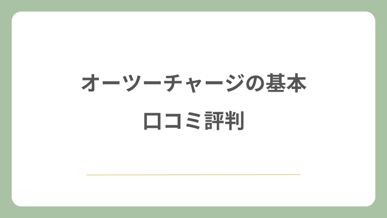 オーツーチャージ(ペット用)の基本と口コミ評判