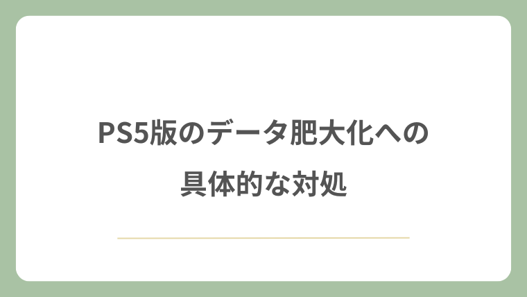 PS5版のデータ肥大化への具体的な対処